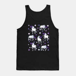 The Last Unicorn and the Butterfly Floral Pattern Tank Top